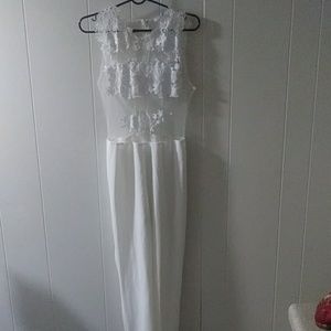 Fashion nova white lace jumpsuit